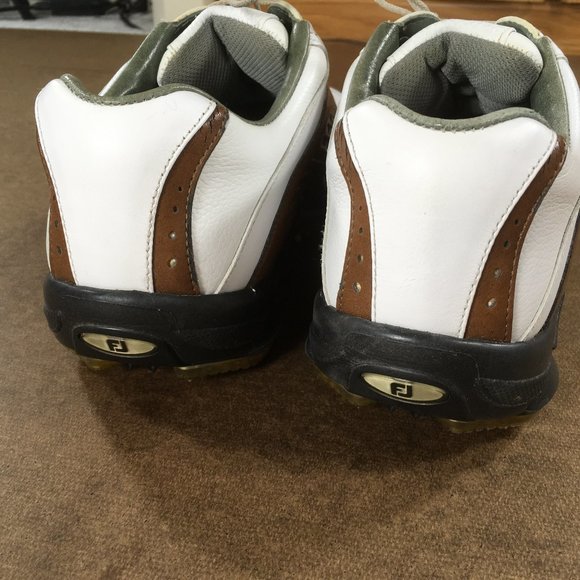 Footjoy DryJoy Golf Shoes Mens Size 9M White Brown Leather 53753 - Picture 5 of 10